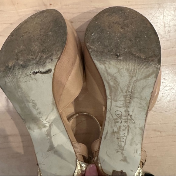 Ivanka Trump Nude and Gold Peep-Toe Heels - Size 6.5 - Picture 7 of 7